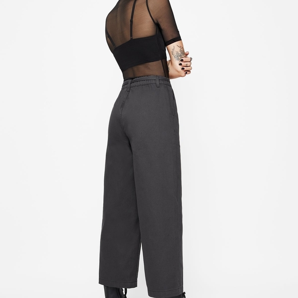 NWOT Disturbia Octavia Charcoal Wide-Leg Snake Charm Pants Sz4 US26inch waist - Picture 4 of 8